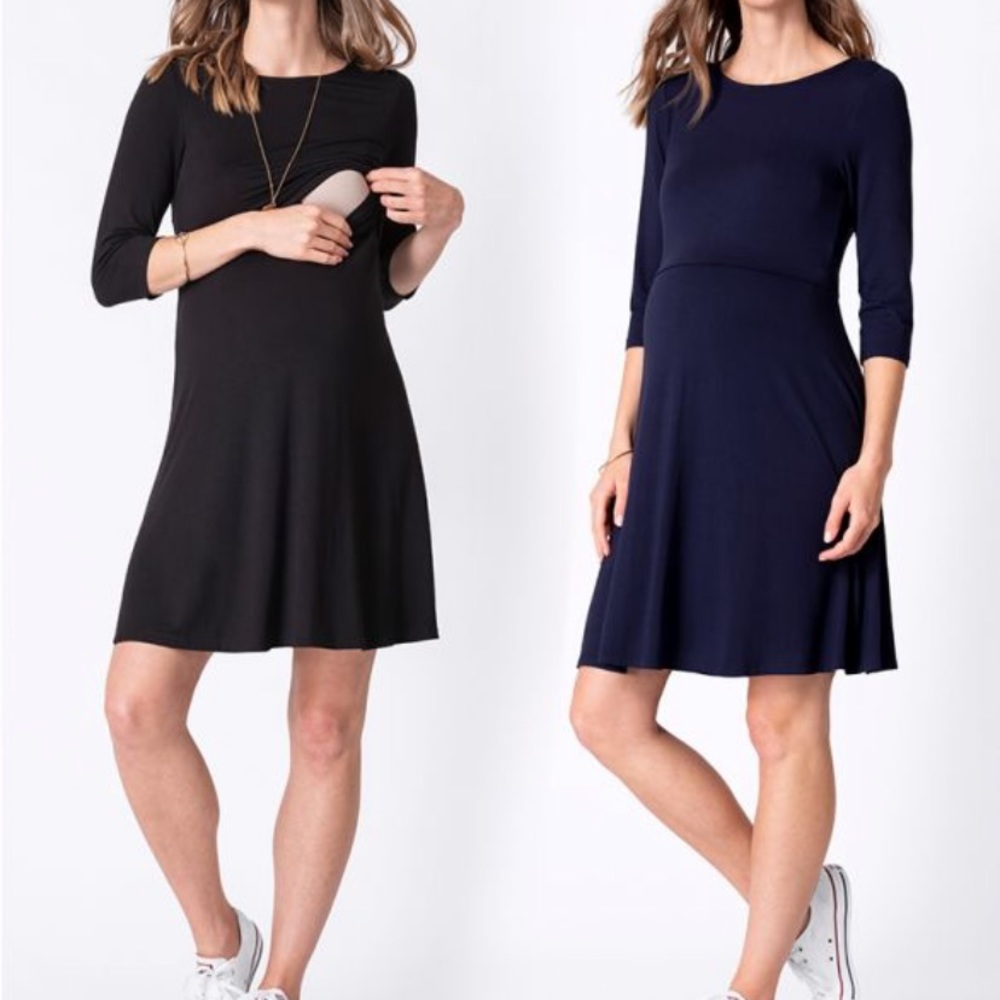 Seraphine maternity/nursing dress in navy